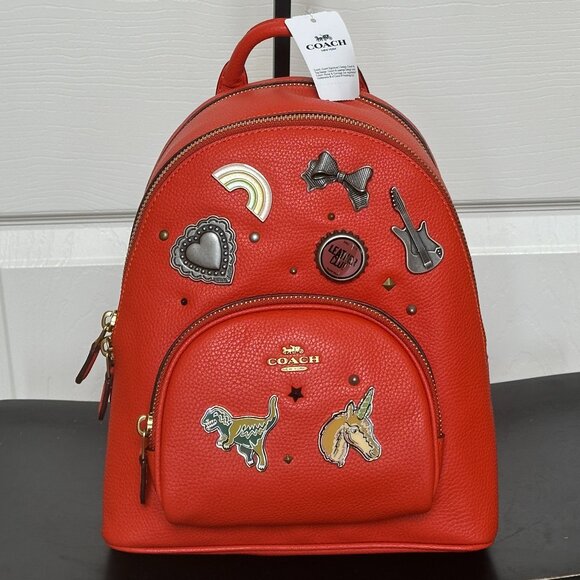COACH CARRIE BACKPACK 23 W/SOUVENIR 7 PIN CUSTOMIZATION:NWT MANGO 1-OF-A-KIND - Picture 2 of 14